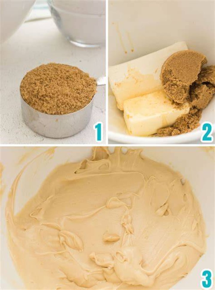 Brown sugar cream cheese frosting in a stainless steel bowl.